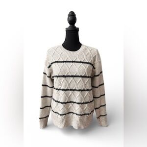 BearPaw Beige and Charcoal Striped Sweater